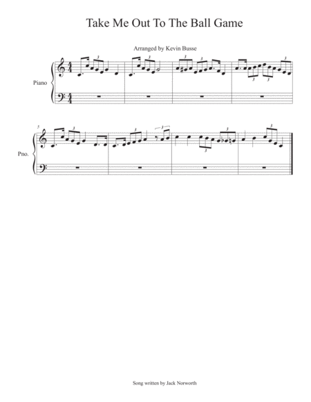 Free Sheet Music Take Me Out To The Ball Game Piano