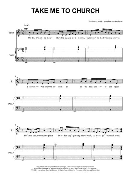 Take Me To Church For Voice And Piano Accompaniment Sheet Music