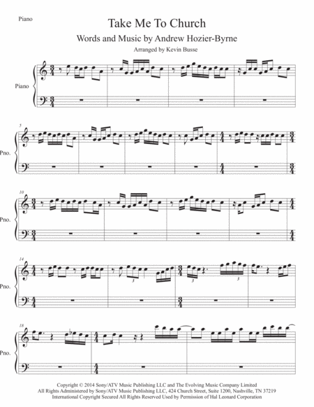 Free Sheet Music Take Me To Church Piano Easy Key Of C