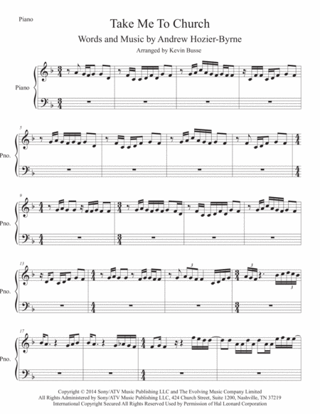 Free Sheet Music Take Me To Church Piano