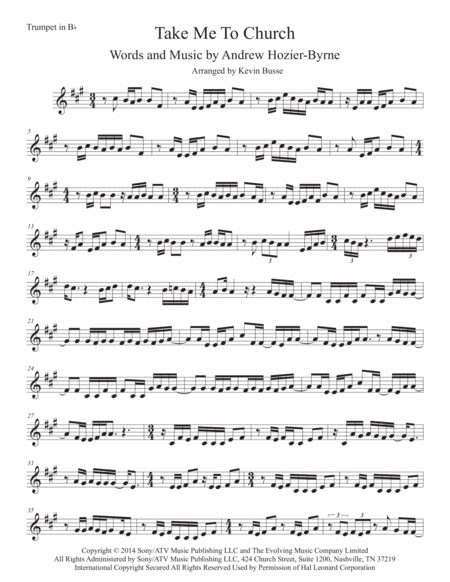 Free Sheet Music Take Me To Church Trumpet Original Key
