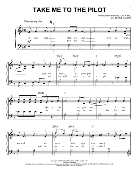 Take Me To The Pilot From Rocketman Sheet Music