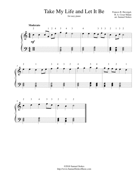 Free Sheet Music Take My Life And Let It Be For Easy Piano