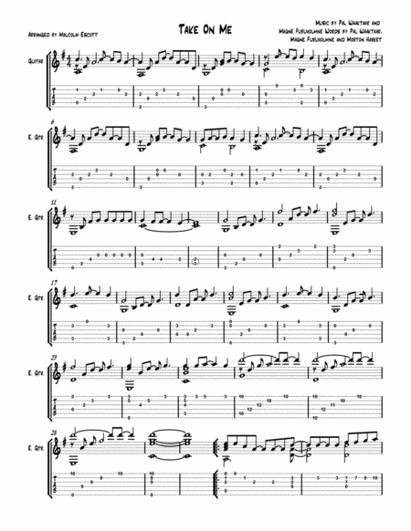 Take On Me Sheet Music