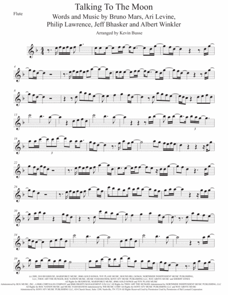 Free Sheet Music Talking To The Moon Flute