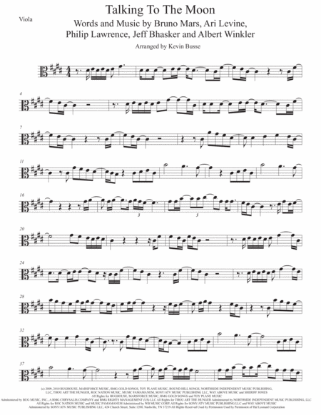 Free Sheet Music Talking To The Moon Viola Original Key