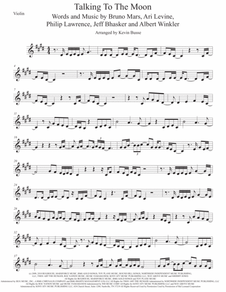 Free Sheet Music Talking To The Moon Violin Original Key