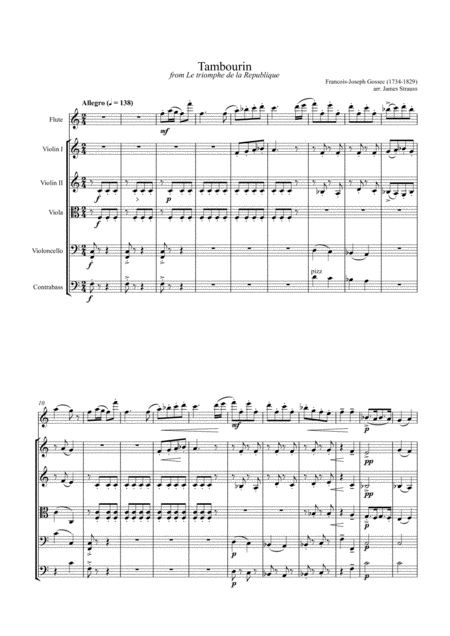 Free Sheet Music Tambourin From Le Triomphe De La Republique For Flute And Orchestra