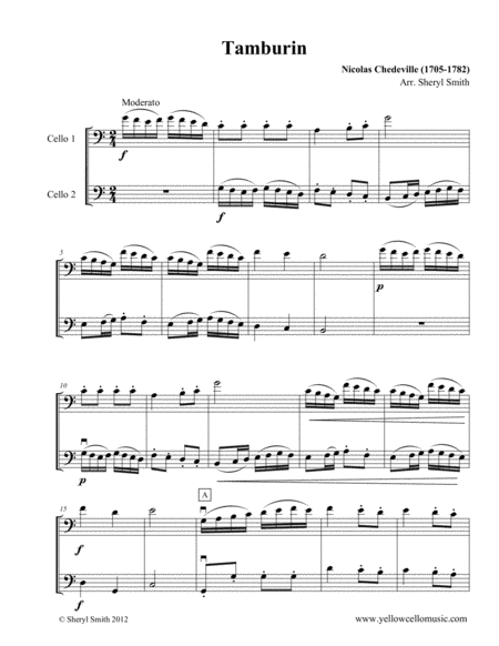 Free Sheet Music Tamburin For Two Cellos Cello Duet Duo