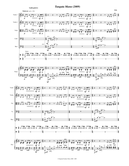 Tangata Manu 2009 For Piano Percussion And String Quintet Sheet Music