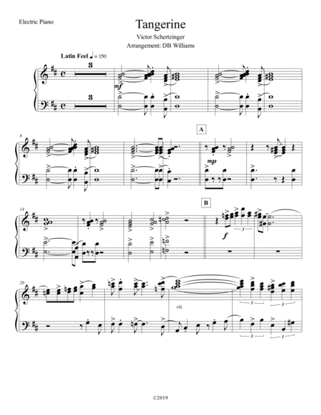 Tangerine Electric Piano Sheet Music