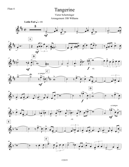 Free Sheet Music Tangerine Flute 4