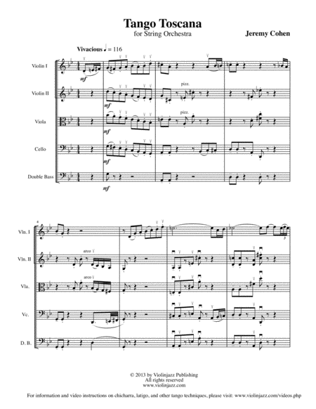 Tango Toscana String Orchestra Sheet Music