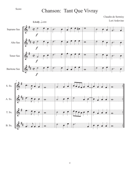 Free Sheet Music Tant Que Vivray