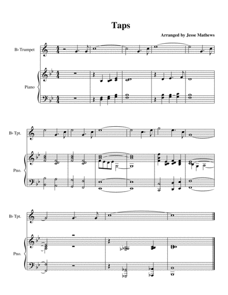 Free Sheet Music Taps For Trumpet And Piano