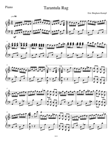 Free Sheet Music Tarantula Rag