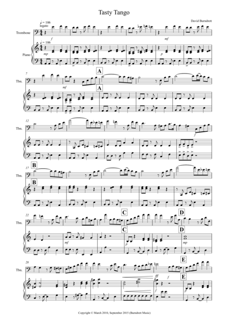 Free Sheet Music Tasty Tango For Trombone And Piano