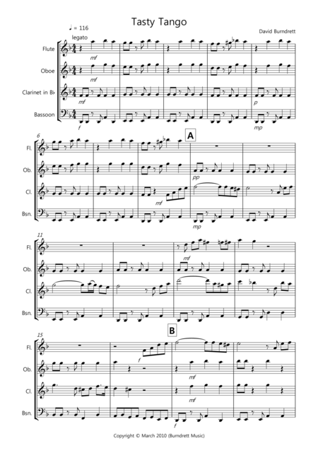 Free Sheet Music Tasty Tango For Wind Quartet