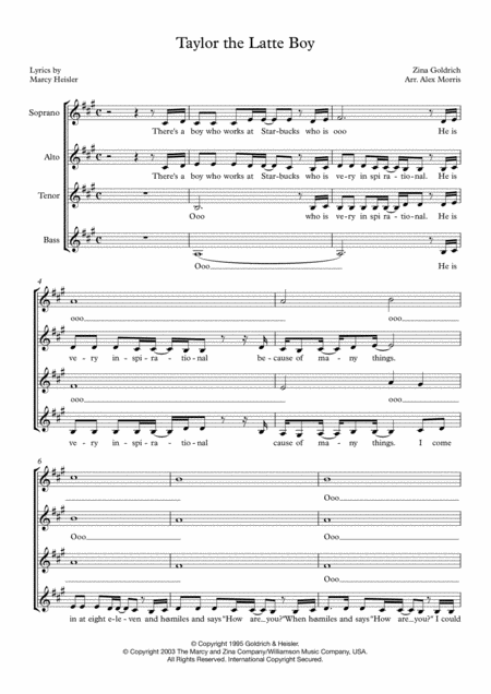 Taylor The Latte Boy Sheet Music