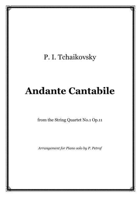 Tchaikovsky Andante Cantabile Piano Solo Sheet Music