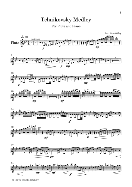Free Sheet Music Tchaikovsky Flute Medley
