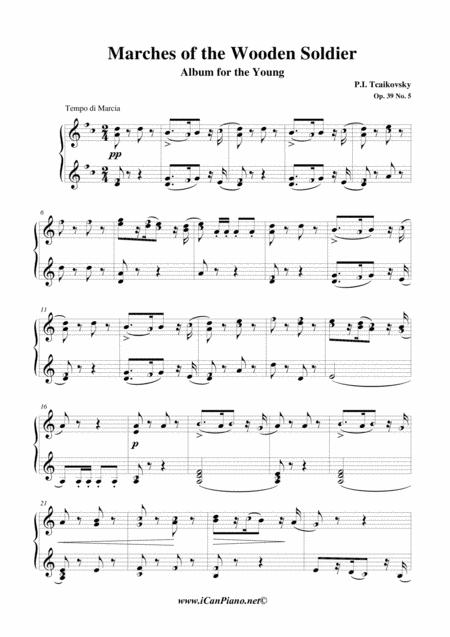 Tchaikovsky Marches Of The Wooden Soldier Album Of The Young Op 39 No 05 Icanpiano Style Sheet Music