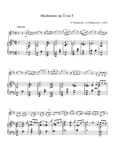 Free Sheet Music Tchaikovsky Meditation Op 72 5