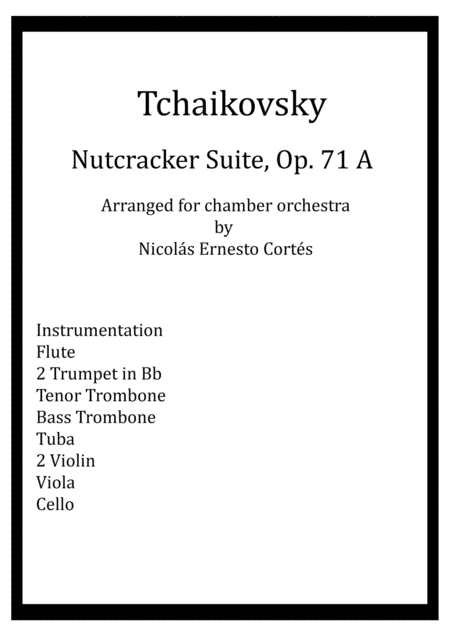 Tchaikovsky Nutcracker Suite Op 71a For Chamber Orchestra Sheet Music