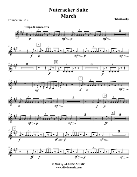 Tchaikovsky Nutcracker Suite Trumpet In Bb 2 Transposed Part Op 71a Sheet Music