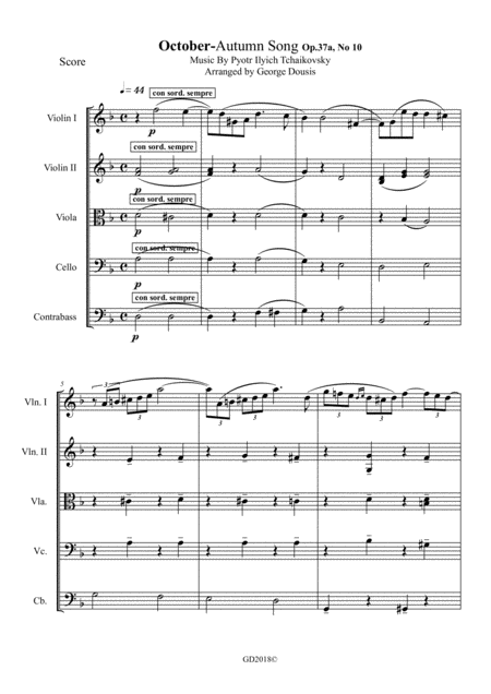 Free Sheet Music Tchaikovsky October Autumn Song