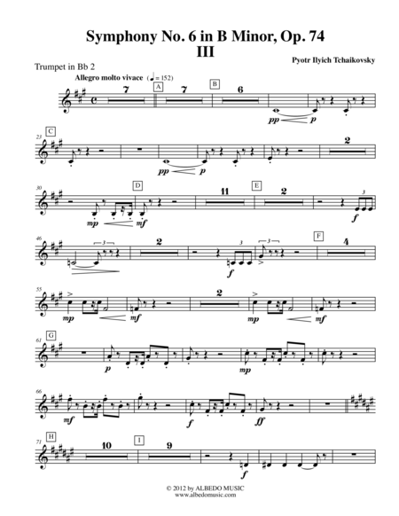 Free Sheet Music Tchaikovsky Symphony No 6 Movement Iii Trumpet In Bb 2 Transposed Part Op 74