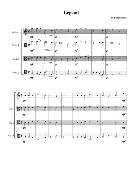 Free Sheet Music Tchaikovskys Legend For Violas