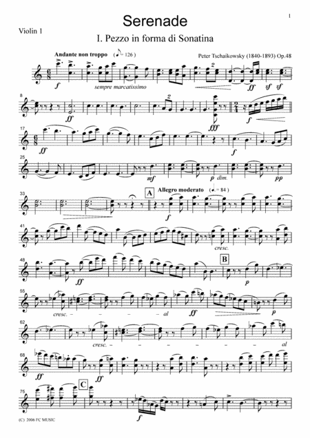 Tchaikowsky Serenade For String Orchestra For String Orchestra St010 Sheet Music