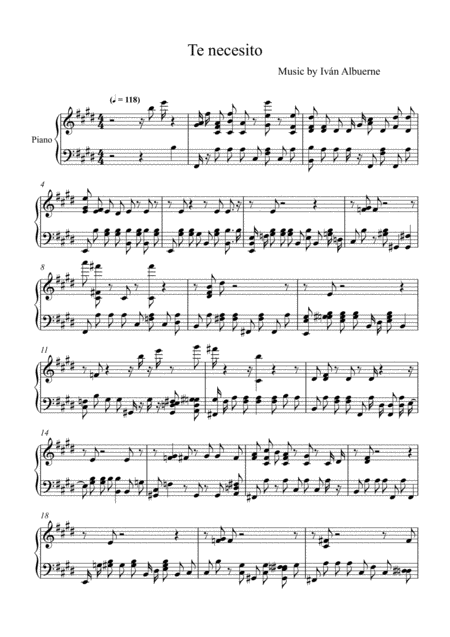 Free Sheet Music Te Necesito