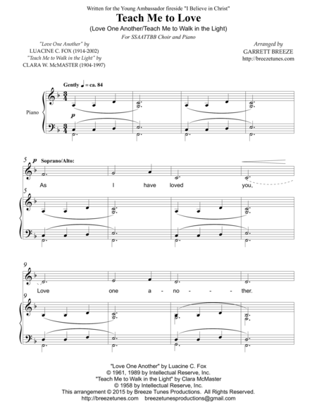 Teach Me To Walk In The Light Love One Another Ssaattbb Sheet Music