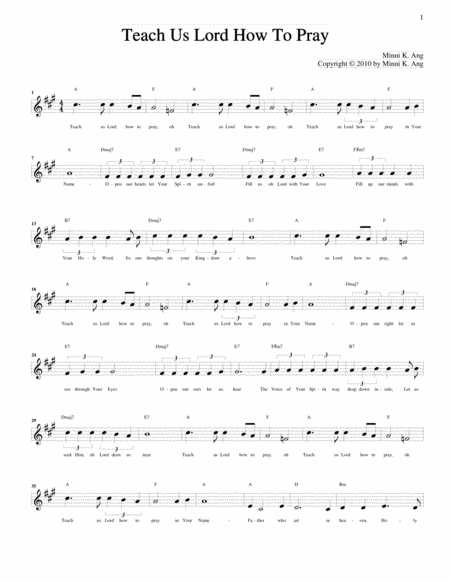 Free Sheet Music Teach Us Lord How To Pray