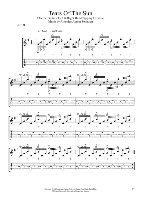 Tears Of The Sun Electric Guitar Left Right Handed Tapping Sheet Music