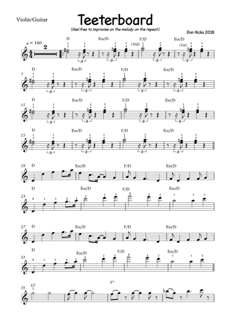 Free Sheet Music Teeterboard