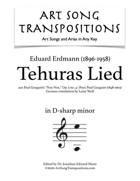 Free Sheet Music Tehuras Lied Aus Paul Gauguins Noa Noa Op 3 No 4 Transposed To D Sharp Minor