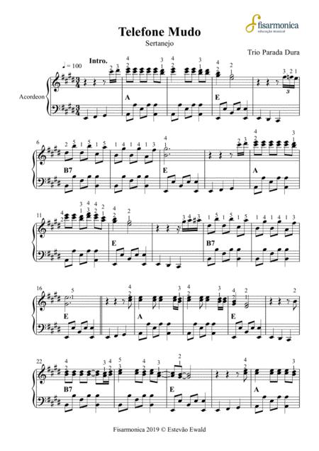 Telefone Mudo Trio Parada Dura Partitura Para Acordeon Sheet Music For Accordion Sheet Music