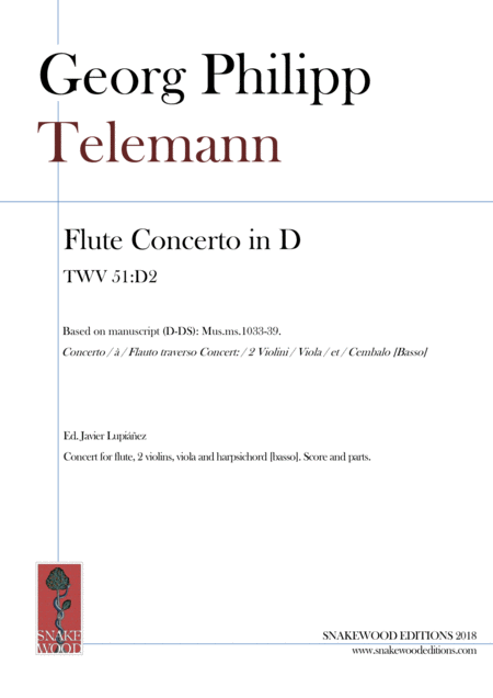 Telemann Flute Concerto In D Major Twv 51 D2 Score And Parts In Pdf Sheet Music