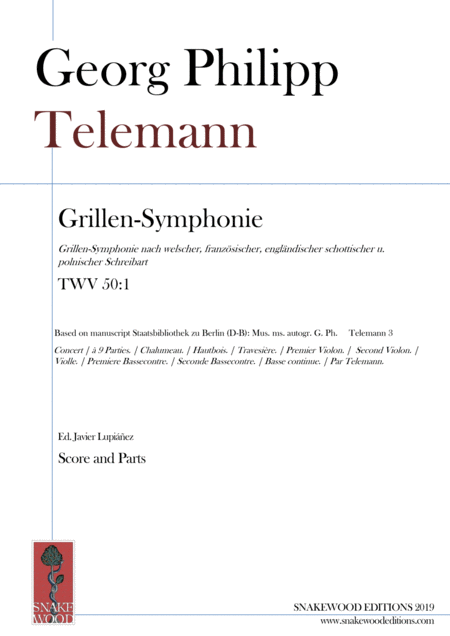 Telemann Grillen Symphonie Twv 50 1 Score And Parts Pdf Sheet Music