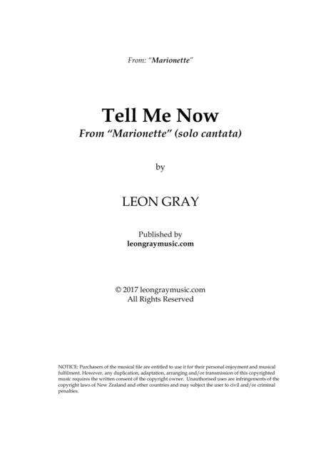 Tell Me Now From Marionette Sheet Music