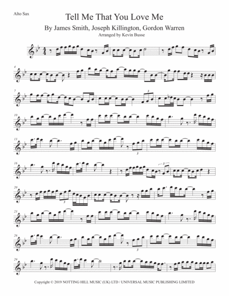 Free Sheet Music Tell Me That You Love Me Alto Sax Original Key