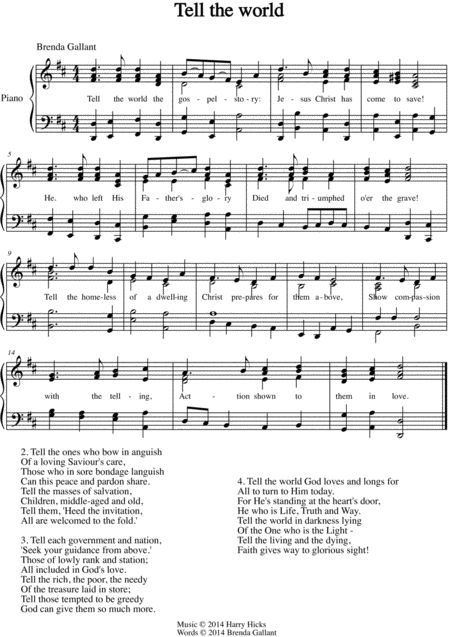 Tell The World A Brand New Hymn Sheet Music