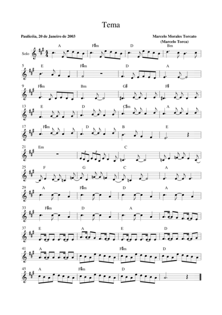 Free Sheet Music Tema