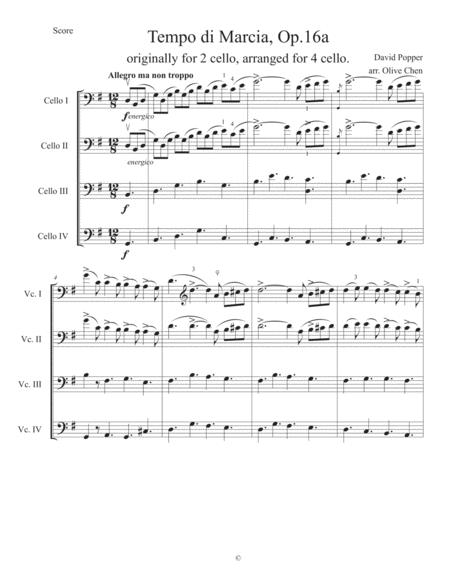Free Sheet Music Tempo Di Marcia By David Popper Originally For 2 Cellos Arranged For 4 Cellos