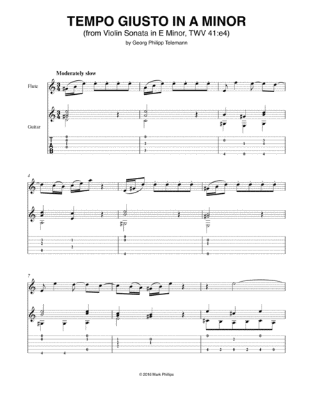 Free Sheet Music Tempo Giusto In A Minor From Violin Sonata In E Minor Twv 41 E4