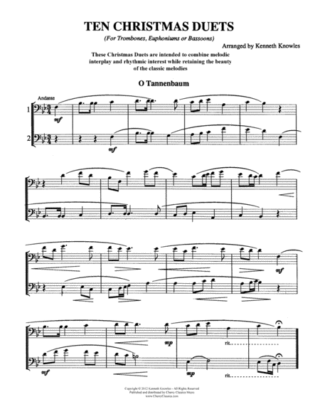 Ten Christmas Duets For Trombone Or Euphonium Sheet Music