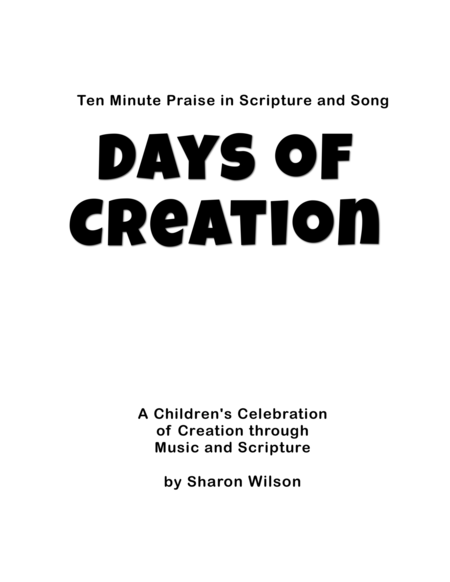 Free Sheet Music Ten Minute Praise In Scripture And Song Days Of Creation Childrens Program